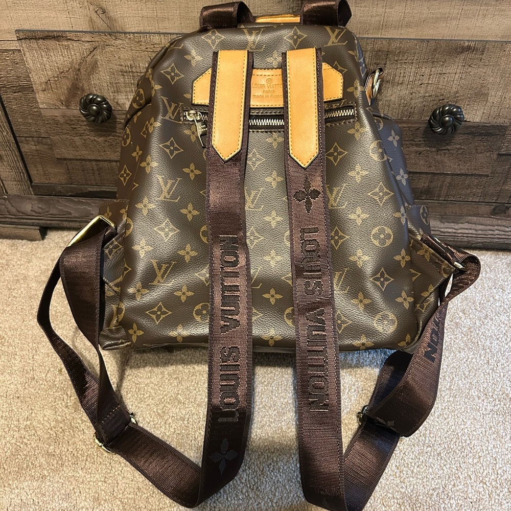 Luxury Inspired Brown Monogram Backpack Gold Hard… - image 5